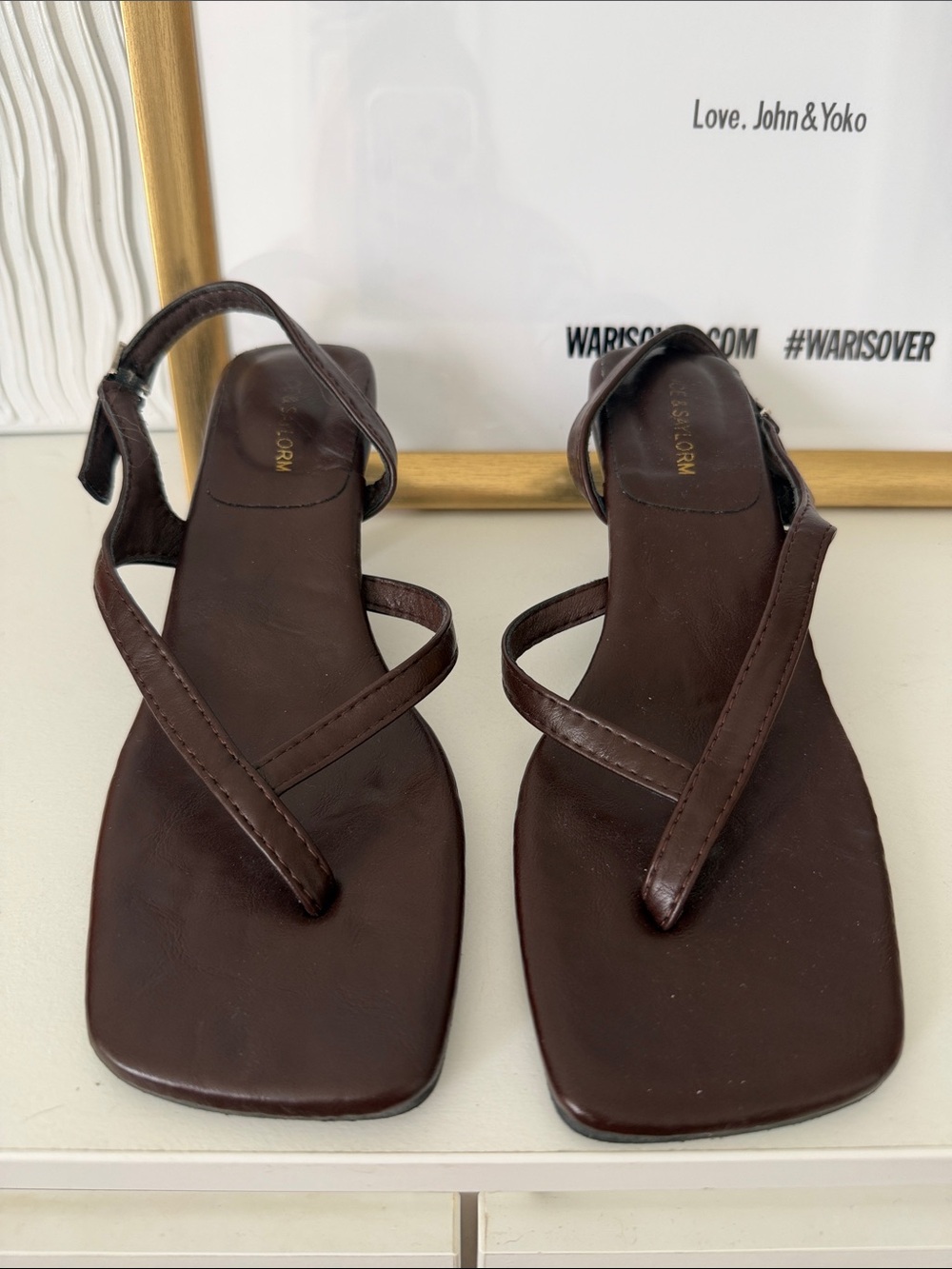 Minimalist Brown Leather Slingback Sandals